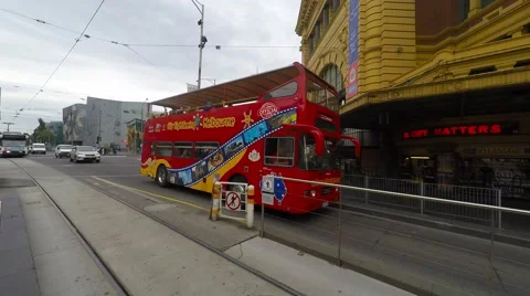 Melbourne Double Decker Bus Pan Right 스톡 동영상 50763290