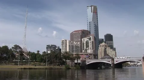 Melbourne Eureka Tower and Yarra River Stock Footage 11213544
