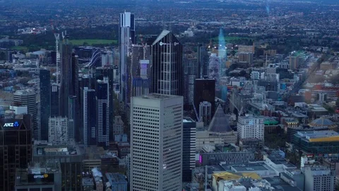 Melbourne, Eureka Tower: Evening Skyline Stock Footage 70196716