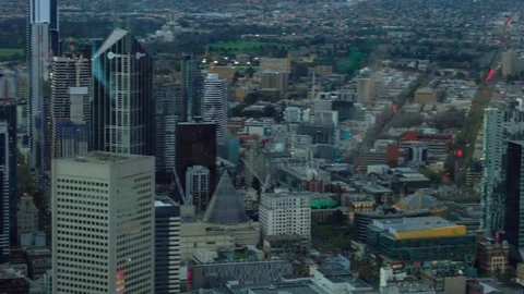 Melbourne, Eureka Tower: Melbourne Skyline, Evening, Panning Shot Stock Footage 70198151