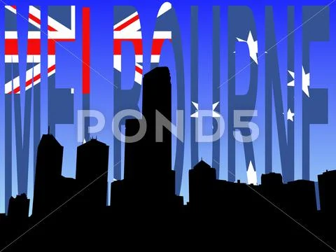 Melbourne with flag Stock Illustration