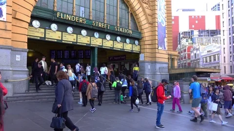 Melbourne, Flinders Station, Front, People Stock Footage 70197845
