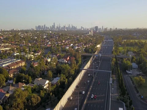 Melbourne with Freeway Video stock 84789581