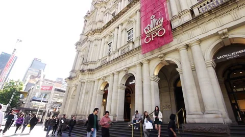 Melbourne GPO External Crowd Video stock 1069795