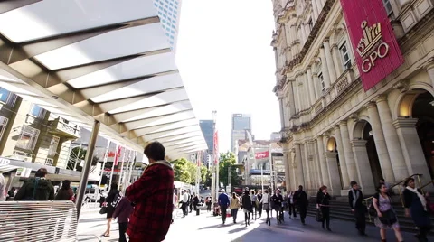 Melbourne GPO External Tram Stop Video stock 1069796