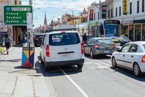 Melbourne Gridlock Traffic as Lockdown is Lifted During Coronavirus Pandemic Stock Photos
