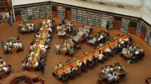Melbourne- Interior of The La Trobe Reading Room at State Library of Victoria. Stock Footage 88342479