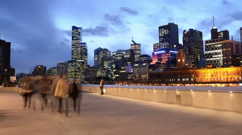 Melbourne at night Stock Footage 25827315