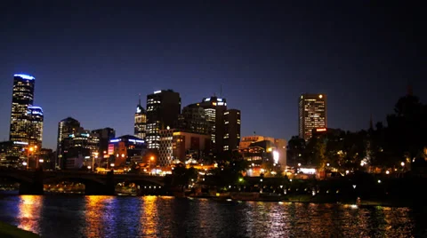 Melbourne night skyline Video stock 32240491