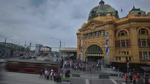 Melbourne Overlooking Flinders Station North Side Stock Footage 46605527