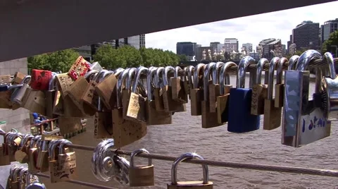 Melbourne Pad Locks on Bridge Stock-Footage 45201028