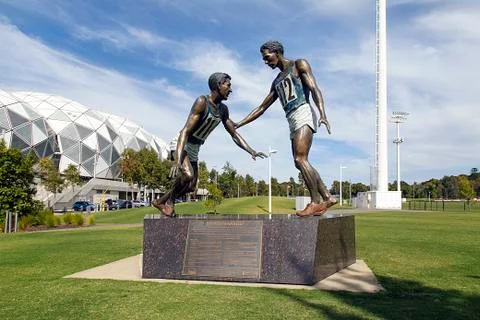 Melbourne Rectangular Stadium - Sportsmanship Statue Stock Photos