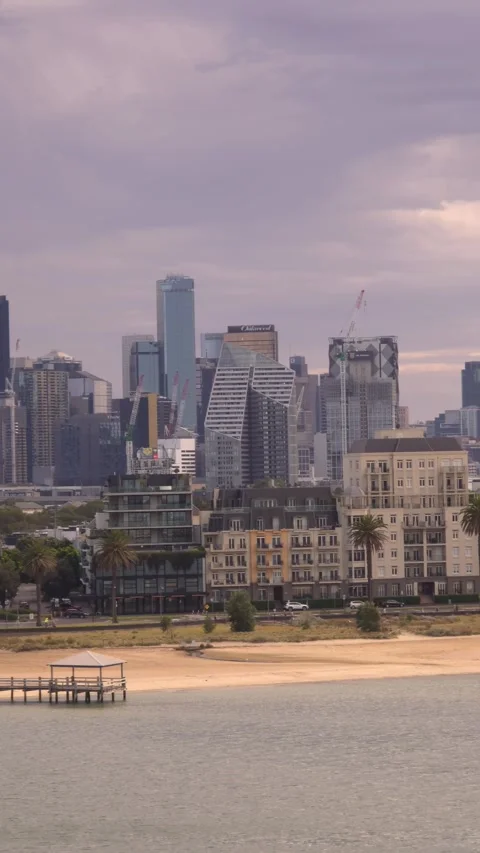 Melbourne Skyline and Waterfront View Stock Footage 312517777