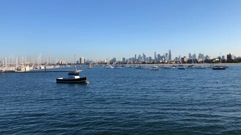 Melbourne skyline during the day Stock Footage 98372601