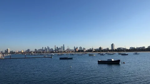 Melbourne skyline Stock Footage 98400572