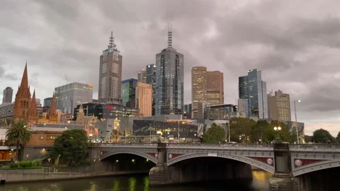 Melbourne Skyline Stock Footage 179969957