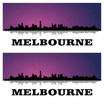 Melbourne skyline Stock Illustration