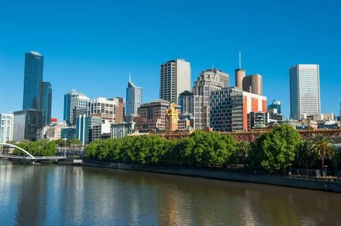 Melbourne skyline Stock Photos