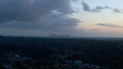Melbourne, skyline at sunset, push in 2 Stock Footage 121942100