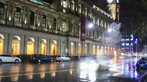 Melbourne street at night Stock Footage 25826165