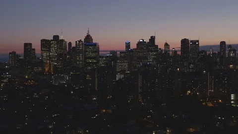  Melbourne Sunset Aerial Stock Footage 80973911