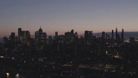  Melbourne Sunset Aerial Stock Footage 80974068