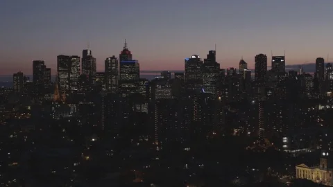 Melbourne Sunset Aerial Stock Footage