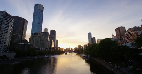 Melbourne timelapse Yarra river sunset Vídeo Stock 85164443