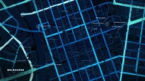 Melbourne - top-down street network map Vídeos de archivo 343519011
