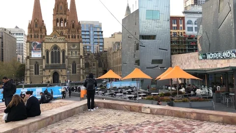 Melbourne view from Federation Square Video stock 97428600