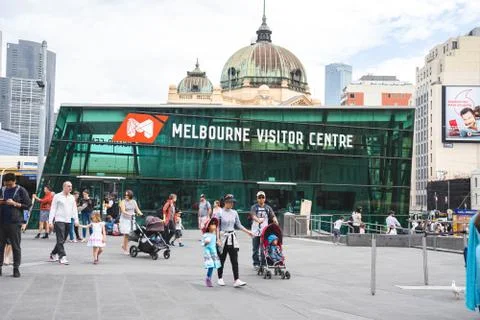 Melbourne Visitor Centre is located underground of Federation Square. Austral Stock Photos