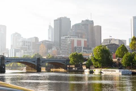 Melbourne's Princess Bridge - Yarra River Stock Photos