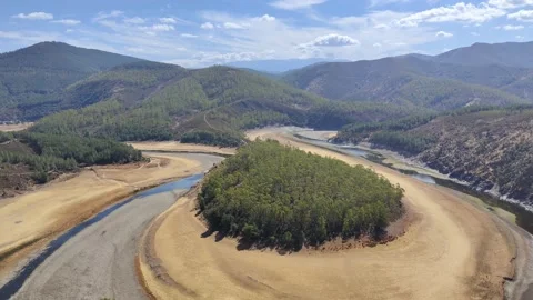 Melero Meander. It is on the eastern edge of the Sierra de Gata, between Ccer Stock Footage 217761260