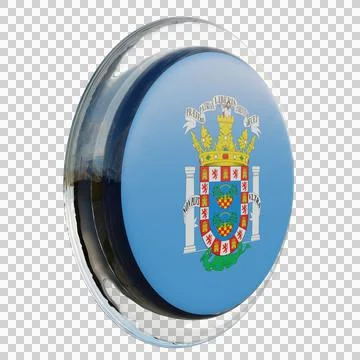 Melilla 3d illustration flag on pole. Wood flagpole Stock Illustration