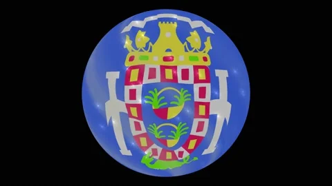 Melilla flag in a round ball rotates. Flicker and shine. Animation loop Stock Footage 145857883