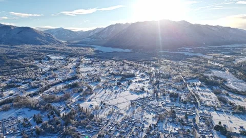 Melipeuco covered in snow, Chile Stock Footage 345472937