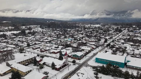 Melipeuco during winter, Chile Stock Footage 345473093