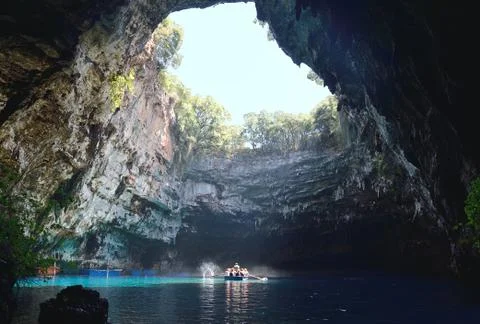 Melissani cave Stock Photos