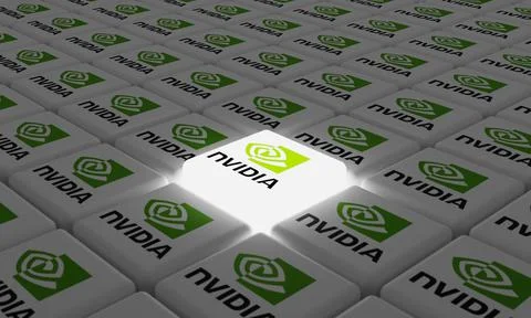 Melitopol, Ukraine - September 28, 2022: Nvidia logo icon isolated on shape of Ilustración de archivo