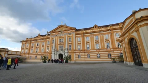 Melk Abbey in Austria opens its doors to visitors in this Bavarian time lapse Stock Footage 70794313