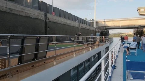 Melk Locks on the Danube River Stock Footage 115901748