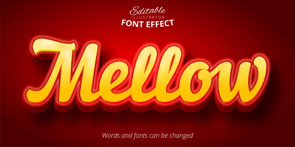 Mellow text, 3d editable font effect Stock Illustration