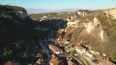 Melnik, Bulgaria, nestled between breathtaking sandstone pyramids Stock Footage 313226972