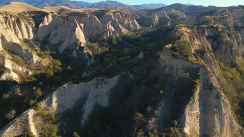 Melnik pyramids in Bulgaria during a sunny day Stock Footage 313226884