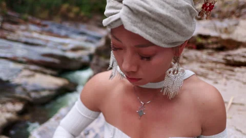 Melodic Harmonies: A Calming Performance with a Handpan by a Musician in Nature Stock Footage 315632237