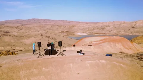 Melodic Heights: A DJ Session Surrounded by Majestic Georgian Summits Stock Footage 280691025