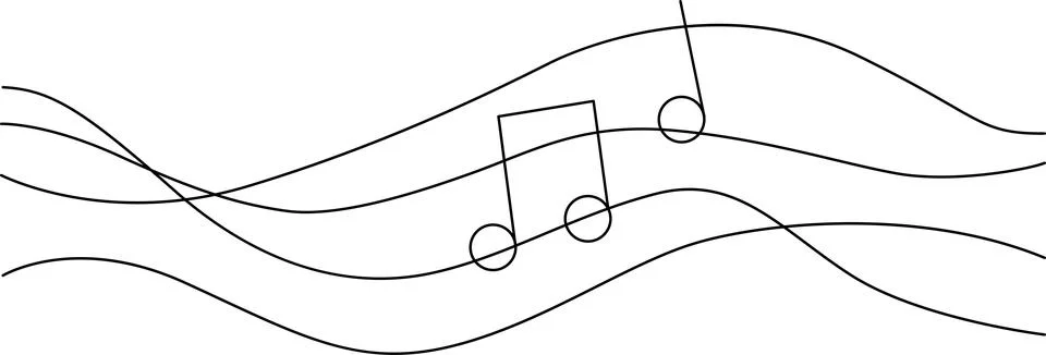Melodic waves with musical notes Vector Stock Illustration
