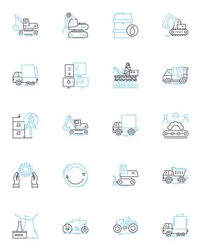 Melodious harmonic linear icons set. Melody, Harmony, Rhythm, Tune, Serenade Stock Illustration