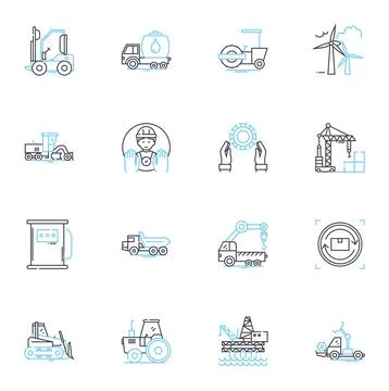 Melodious harmonic linear icons set. Melody, Harmony, Rhythm, Tune, Serenade Stock Illustration