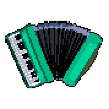 Melody accordion pixel art vector illustration Stock Illustration